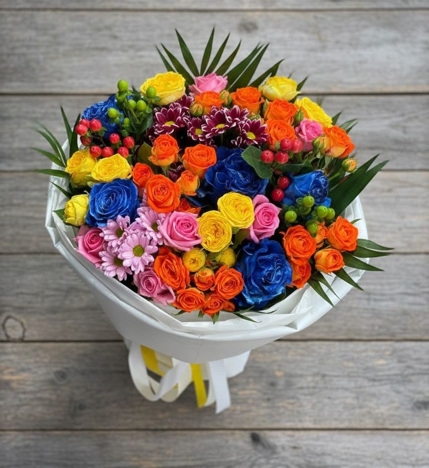 Букет цветов из: Розы и Хризантемы в Тельмане