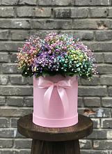 Цветочная композиция из Гипсофила и Розы в шляпной коробке #REPLACE_PRED# Тельмане