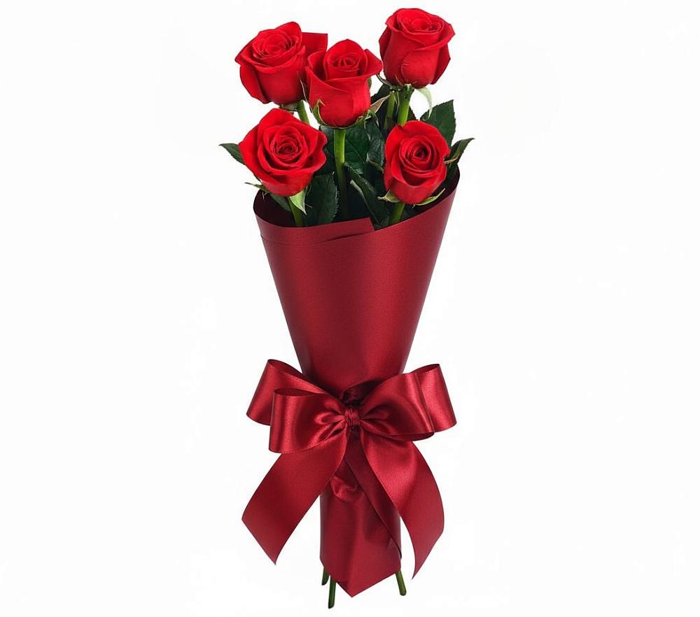 Букет 5 Красных роз Эдлесс Лав в Тельмане