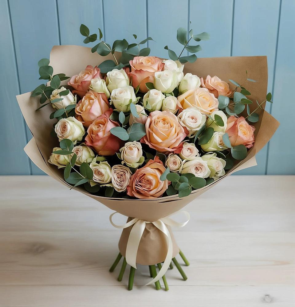 Букет цветов из: Альстромерии и Розы в Тельмане