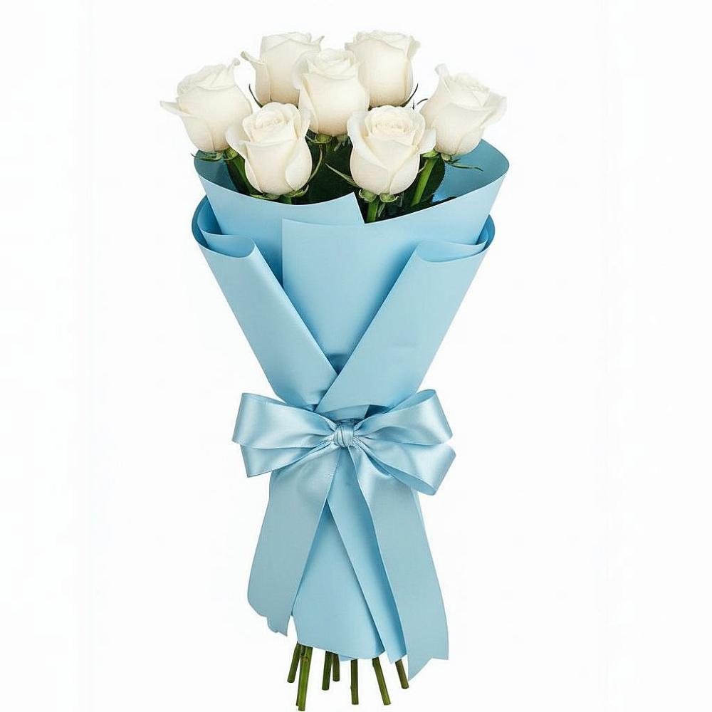 Букет 7 белых роз Проуд в Тельмане