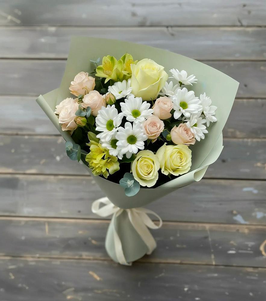Букет цветов из: Альстромерии, Розы и Хризантемы в Тельмане