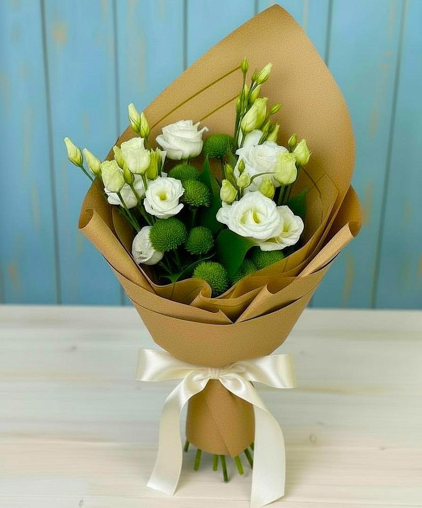 Букет цветов из: Хризантемы и Лизиантусы в Тельмане