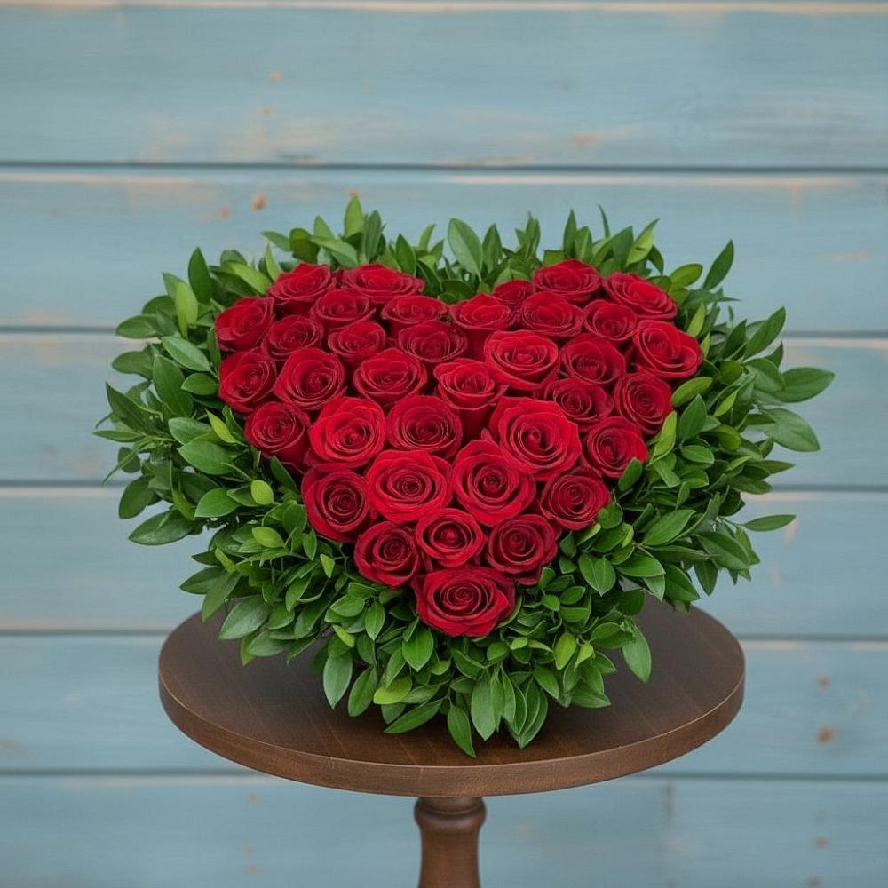 Цветочная композиция из Розы в виде сердца в Тельмане