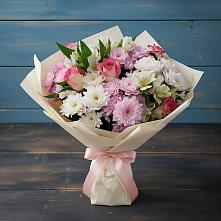 Букет цветов из:  Хризантемы, Альстромерии и Розы #REPLACE_PRED# Тельмане