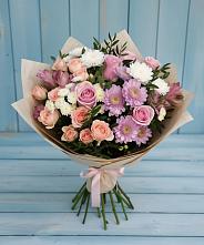 Букет цветов из:  Хризантемы, Розы и Альстромерии в Тельмане