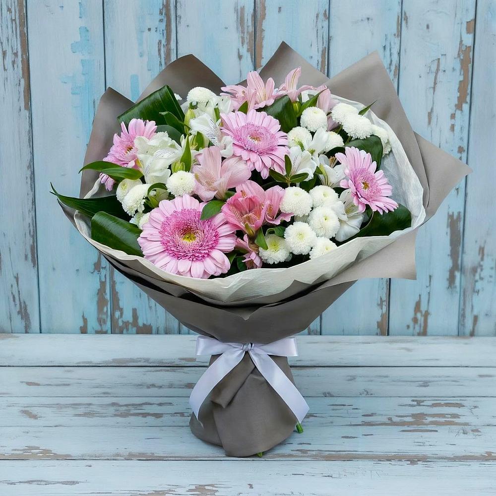 Букет цветов из: Герберы, Альстромерии и Хризантемы в Тельмане