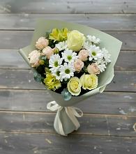 Букет цветов из:  Альстромерии, Розы и Хризантемы #REPLACE_PRED# Тельмане
