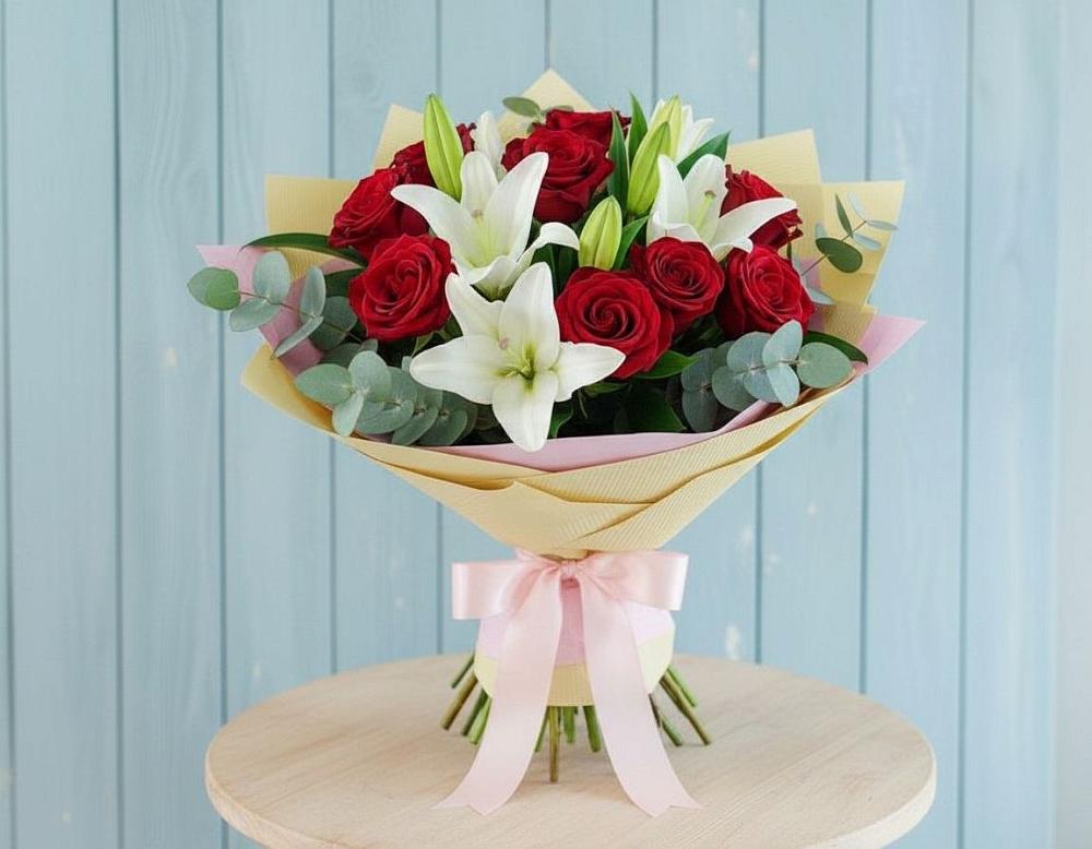 Букет цветов из: Лилии и Розы в Тельмане